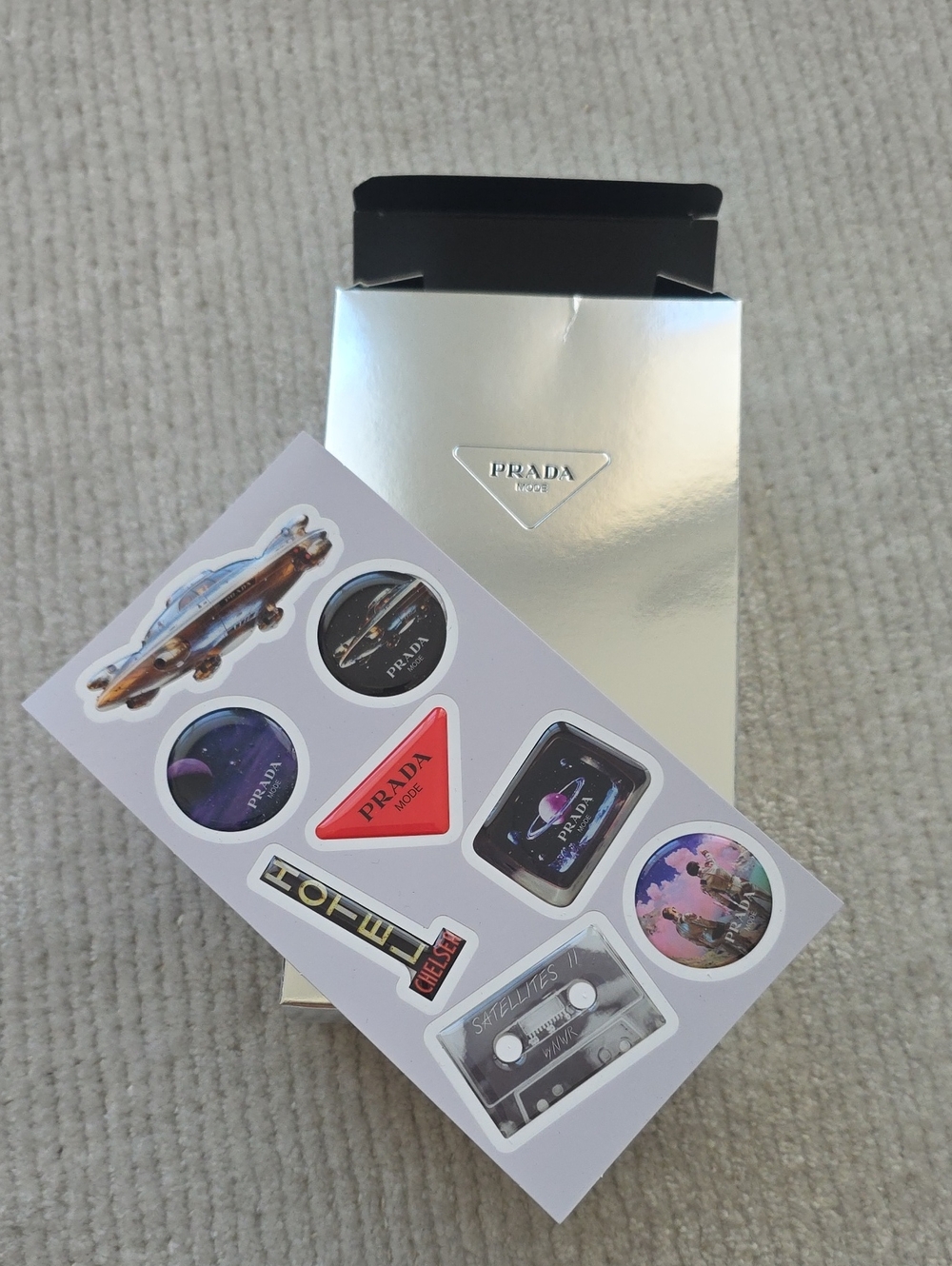 Prada Mode Silver Box with Sticker Sheet - Silver
